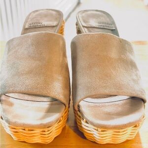 Jeffrey Campbell Magda Wicker - Taupe Suede Platform Heels